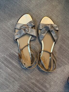 Jewel Badgley Mischka Silver Crystal Knot Ankle-Strap Sandals